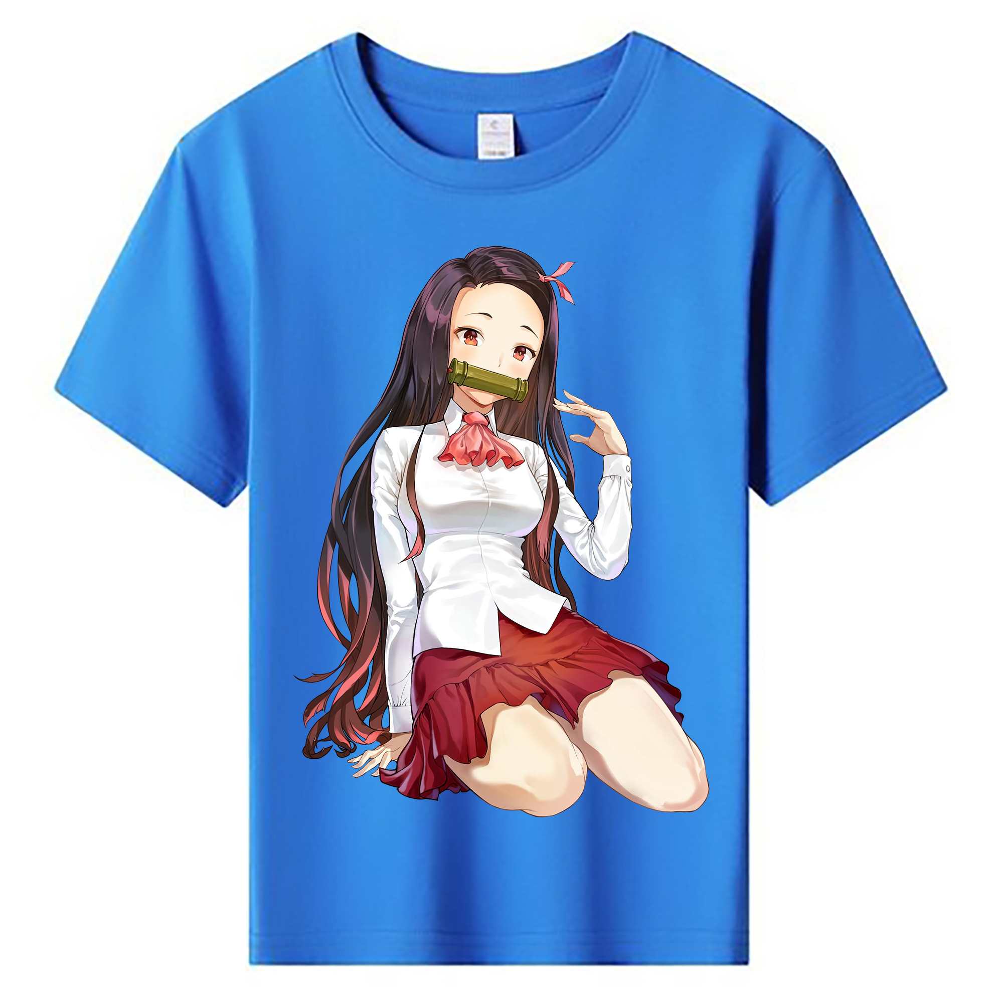 （画像用） 鬼滅の刃（きめつのやいば）竈門 禰󠄀豆子／かまど ねずこ Kamado Nezuko 綿100％キッズTシャツ（フロントプリント）